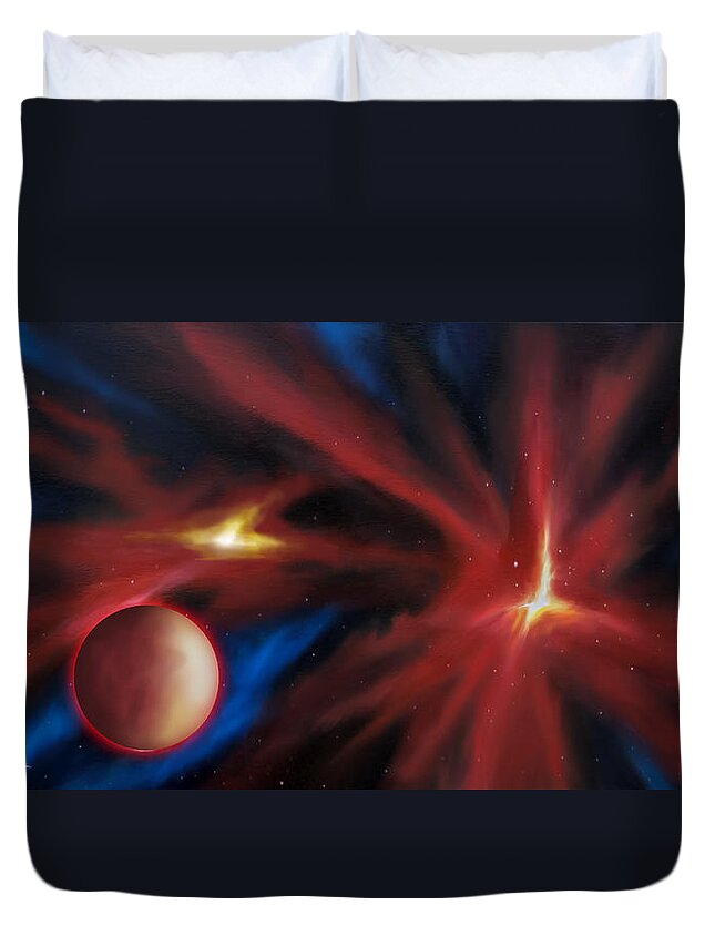 James C. Hill Duvet Cover featuring the painting Agamnenon Nebula by James Hill