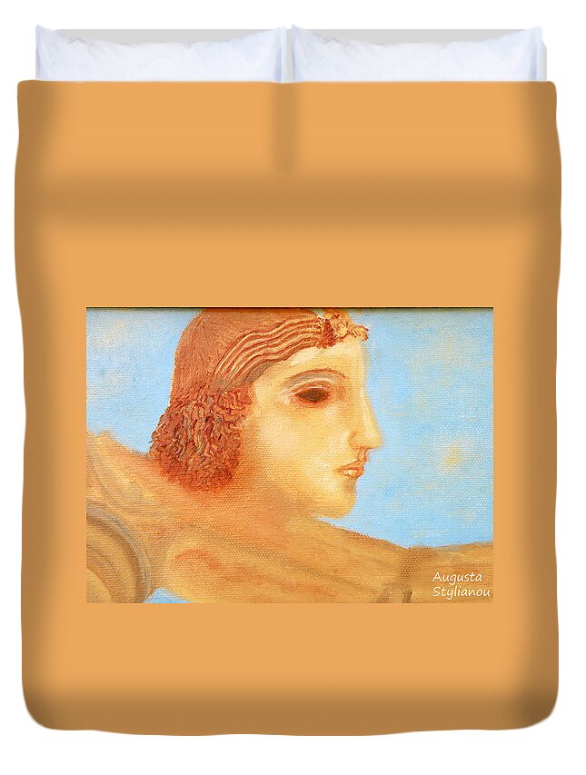 Augusta Stylianou Duvet Cover featuring the painting Apollo Hylates by Augusta Stylianou