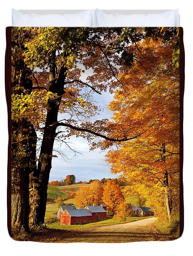 Vermont Duvet Cover featuring the photograph Autumn Farm in Vermont #1 by Brian Jannsen