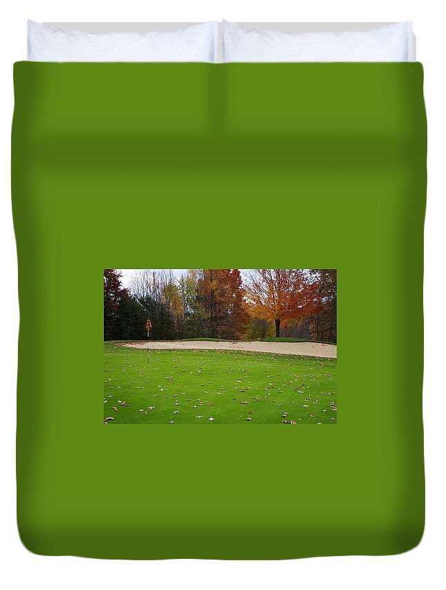 Golf Duvet Cover featuring the photograph Autumn on the Green #2 by Randy Pollard