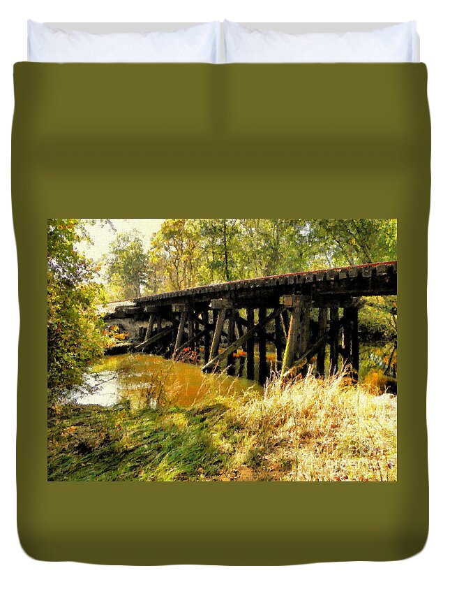 Railroad Duvet Cover featuring the digital art Autumn Travels #2 by Sharon Woerner