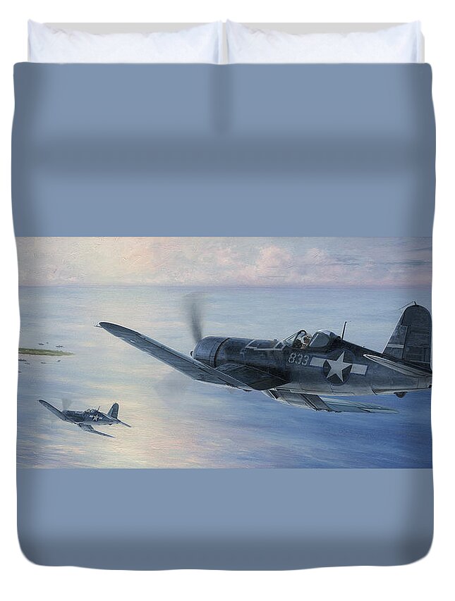 F4u Duvet Cover featuring the painting Black Sheep Patrol by Wade Meyers