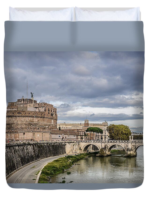 Ancient Duvet Cover featuring the photograph Castle St Angelo in Rome Italy #2 by Brandon Bourdages