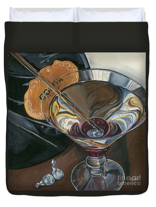 Martini Duvet Cover featuring the painting Chocolate Martini by Debbie DeWitt