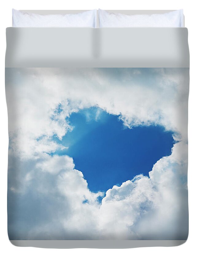 Outdoors Duvet Cover featuring the photograph Clouds Forming Heart In Sky #2 by Yuji Sakai