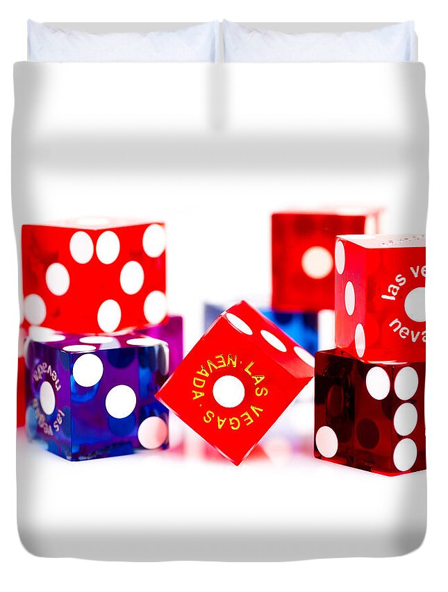 Las Vegas Duvet Cover featuring the photograph Colorful Dice by Raul Rodriguez