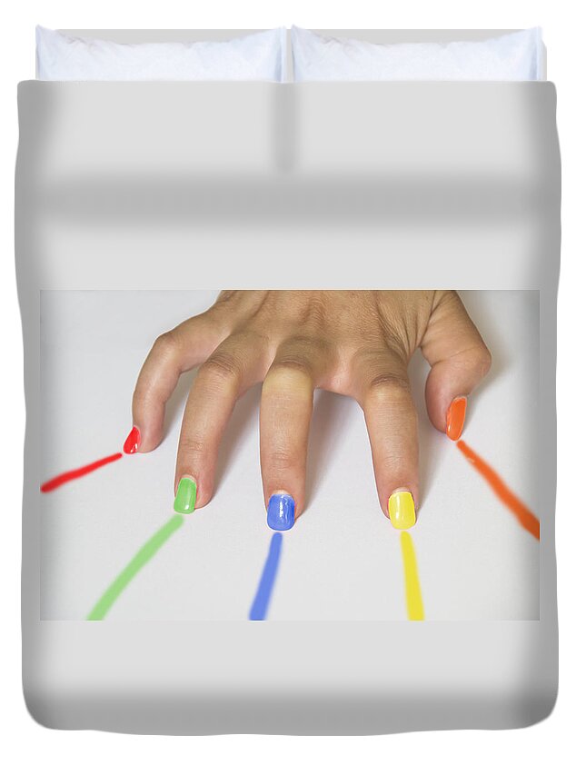 Beautiful Duvet Cover featuring the photograph Colorful Nails #2 by Paulo Goncalves