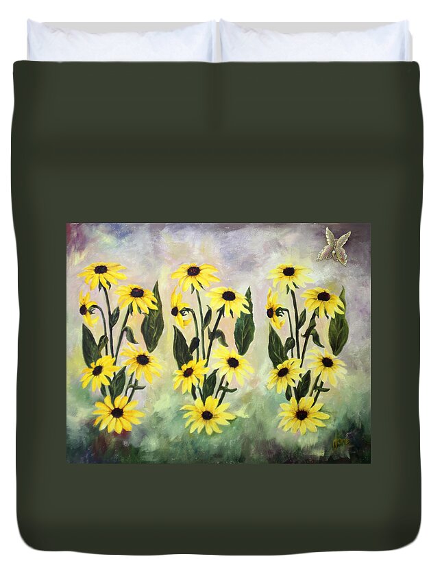 Flowers Duvet Cover featuring the painting Dance Dance Dance by Nila Jane Autry