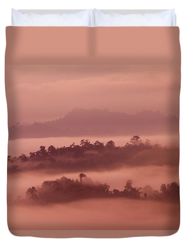 Feb0514 Duvet Cover featuring the photograph Danum Valley Rainforest At Sunrise Sabah #2 by Sebastian Kennerknecht