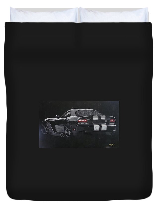 Dodge Duvet Cover featuring the painting Dodge Viper 1 by Richard Le Page