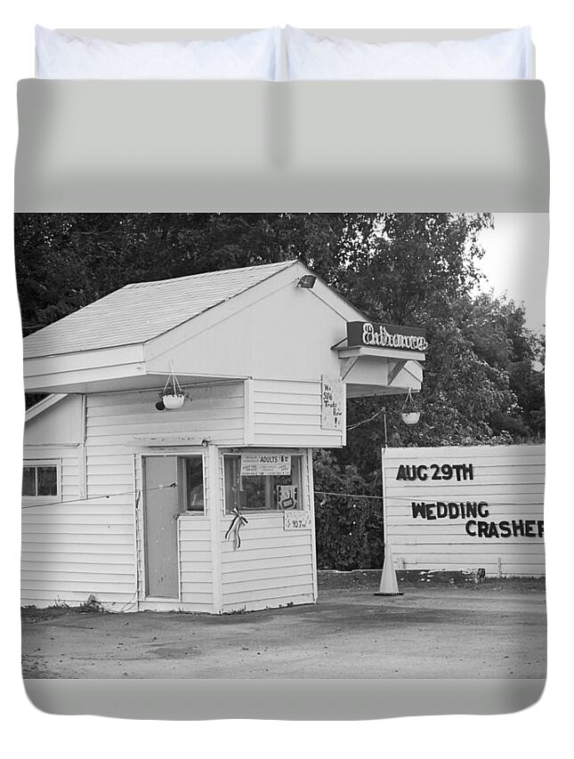 Admission Duvet Cover featuring the photograph Drive-In Theater #2 by Frank Romeo