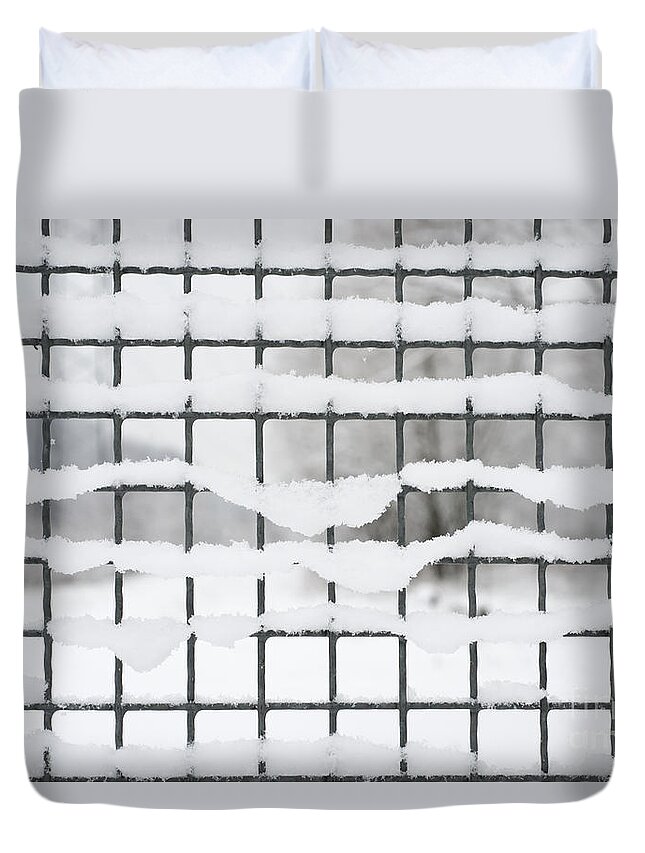 Fence Duvet Cover featuring the photograph Fence with snow #2 by Mats Silvan