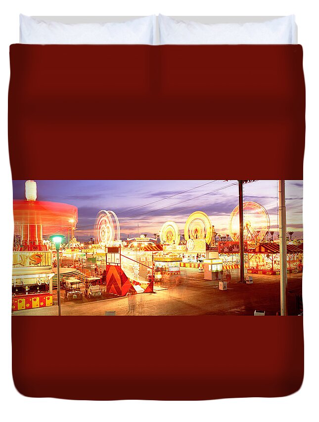 Photography Duvet Cover featuring the photograph Ferris Wheel In An Amusement Park #2 by Panoramic Images