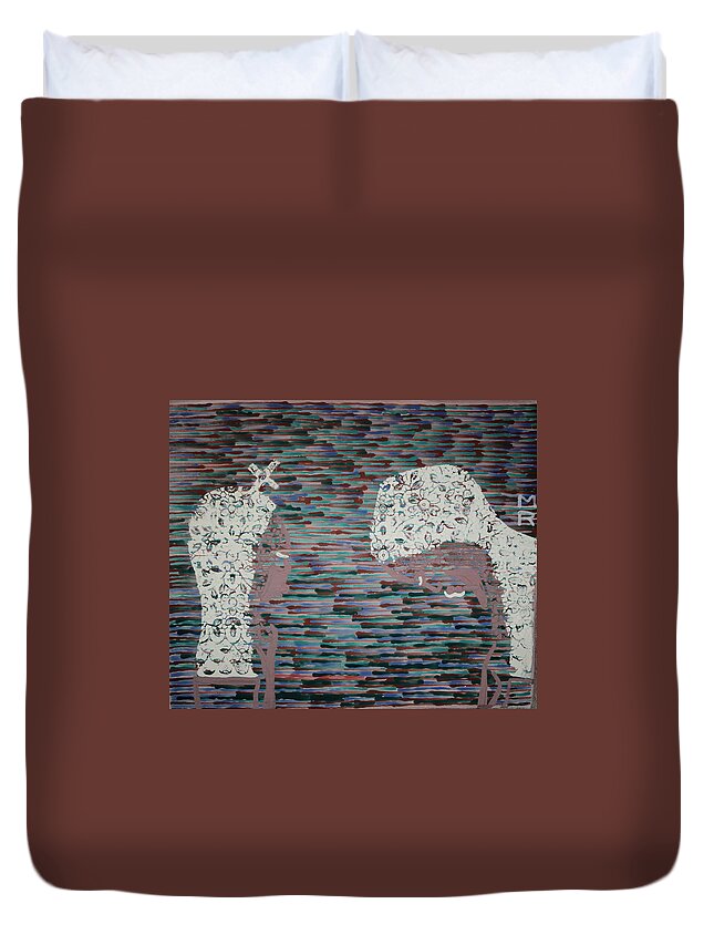 Jesus Duvet Cover featuring the painting Finding Of The Lord Jesus In The Temple #2 by Gloria Ssali