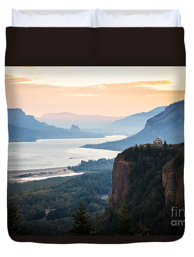 Columbia River Gorge Duvet Cover featuring the photograph First Light #2 by Patricia Babbitt