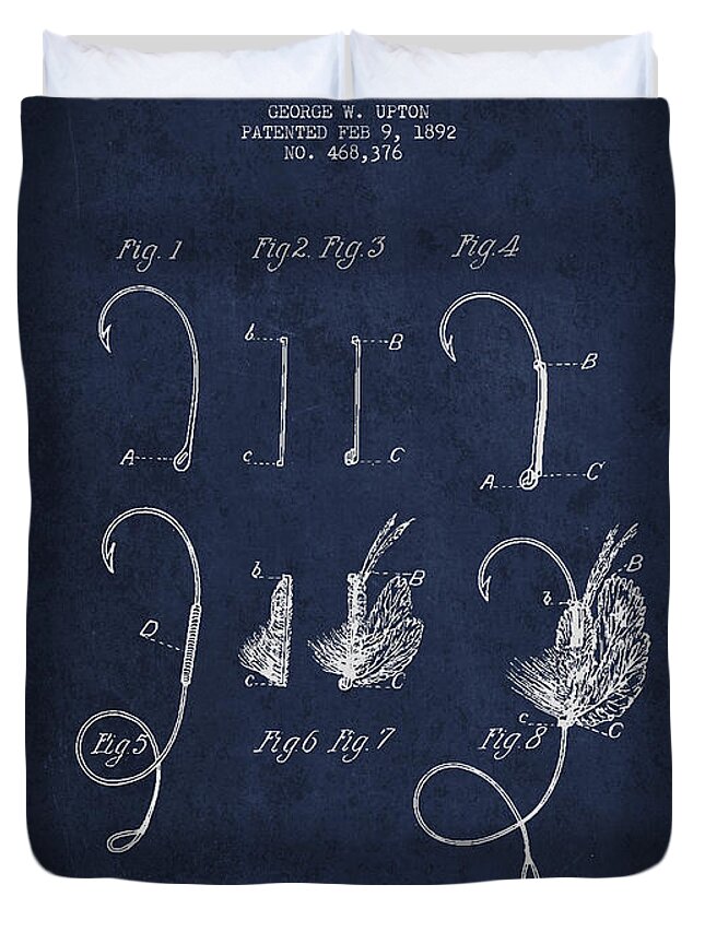 Fishing Fly Duvet Cover featuring the digital art Fishing Fly Patent Drawing from 1892 #3 by Aged Pixel