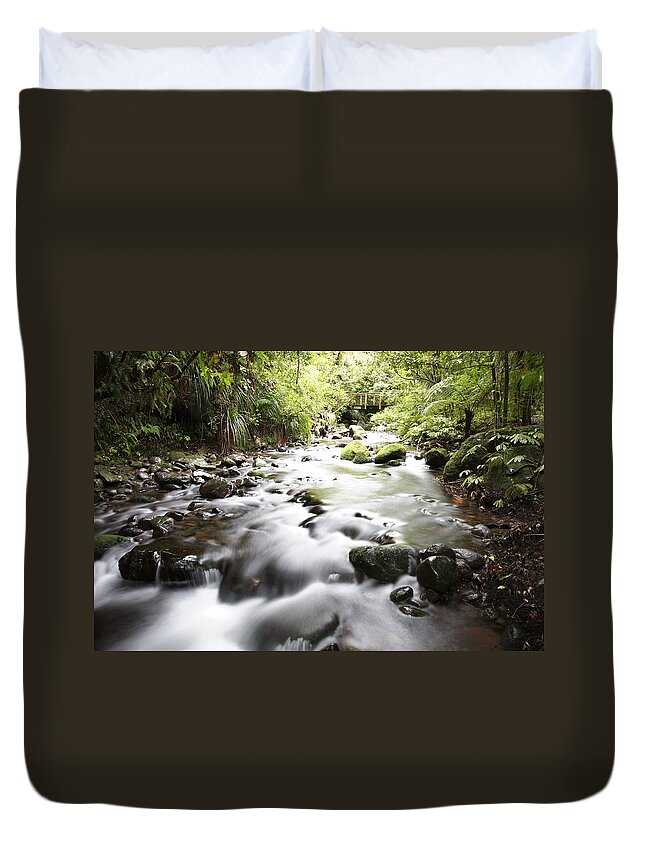 Water Duvet Cover featuring the photograph Forest stream #2 by Les Cunliffe