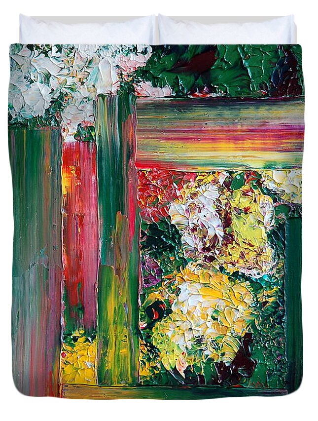 Garden Duvet Cover featuring the painting Garden by Teresa Wegrzyn