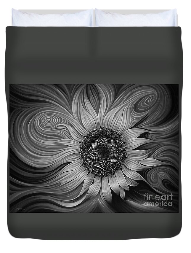 Sunflower Duvet Cover featuring the painting Girasol Dinamico by Ricardo Chavez-Mendez