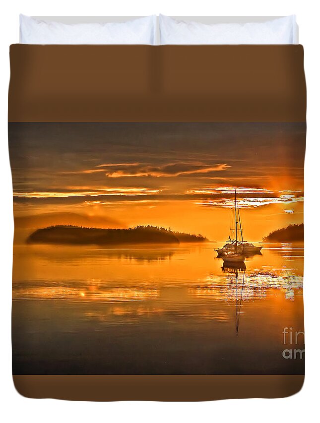 San Juan Island Duvet Cover featuring the photograph Golden Sunrise #2 by Robert Bales
