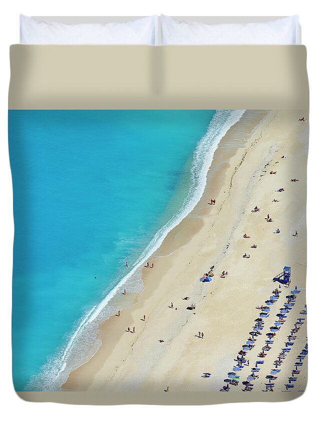 Water's Edge Duvet Cover featuring the photograph Greece, Ionian Island, Cephalonia by Tuul & Bruno Morandi