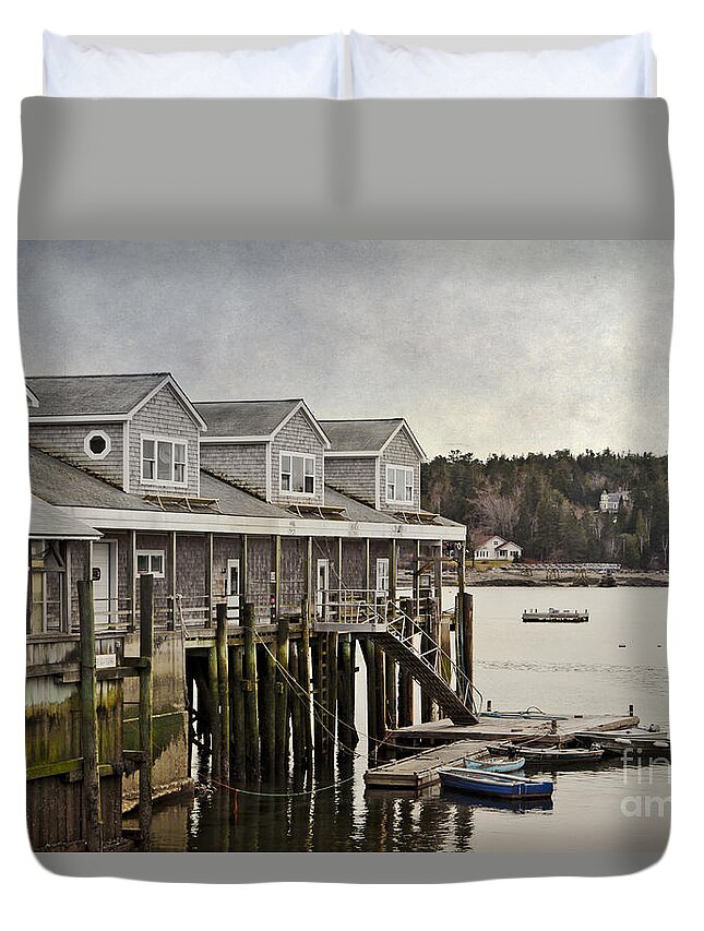 Maine Duvet Cover featuring the photograph Harbor Village by Karin Pinkham
