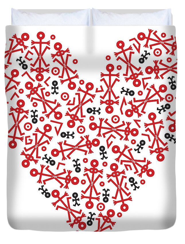 Male; Female; Stick People; Figures; Couples; Sex; Sexual Intercourse; Lovers; Making Love; Babies; Children; Valentines; Stylised; Symbol; Design Duvet Cover featuring the digital art Heart Icon by Thisisnotme