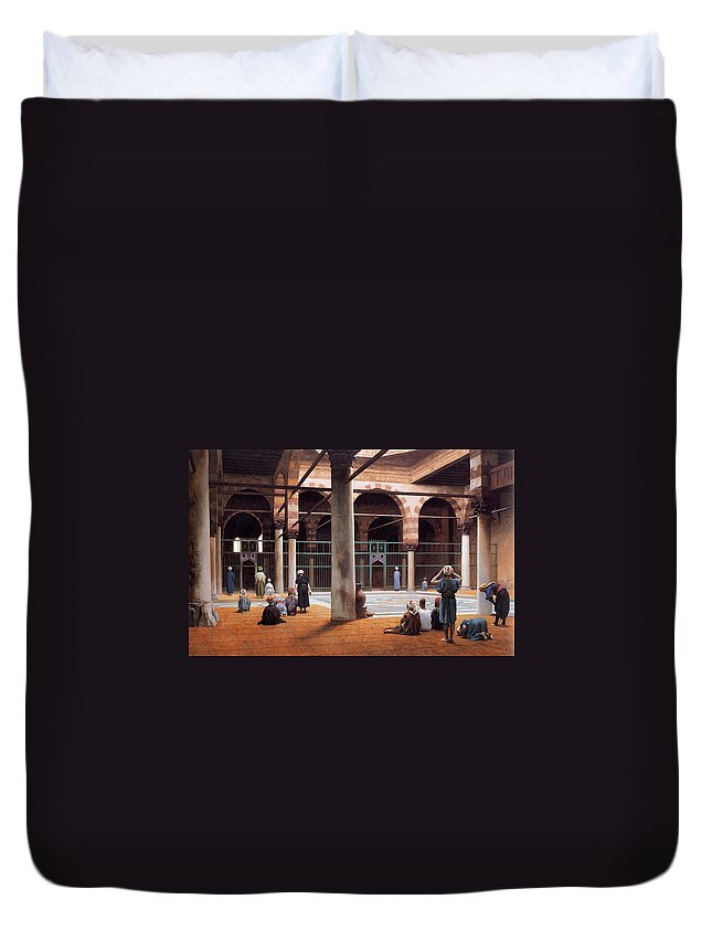 Jean-leon Gerome Duvet Cover featuring the painting Interior of a Mosque #3 by Jean-Leon Gerome