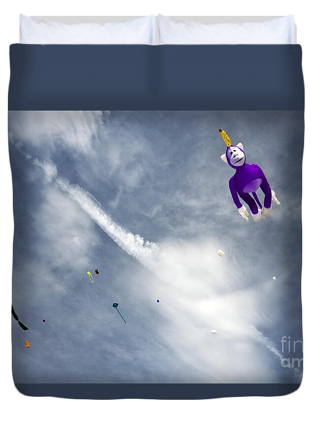 Kite Duvet Cover featuring the photograph Kites On The Sky #2 by Ang El