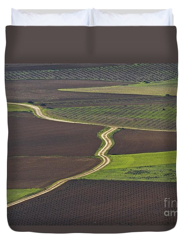 Landscape Duvet Cover featuring the photograph La Mancha Landscape - Spain Series-seis by Heiko Koehrer-Wagner