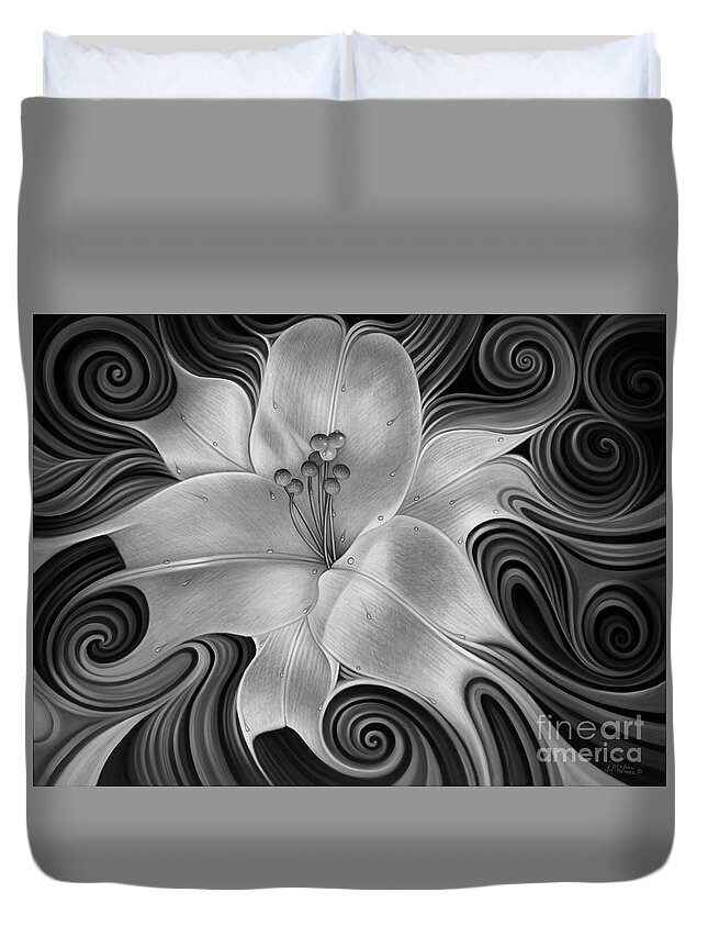Lily Duvet Cover featuring the painting Lirio Dinamico by Ricardo Chavez-Mendez