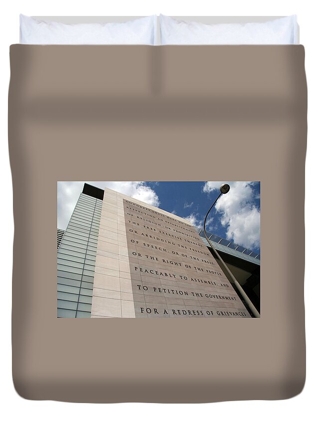 Newseum Duvet Cover featuring the photograph The Newseum by Cora Wandel