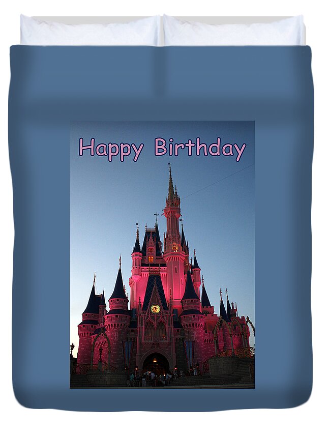 Greetings Card Duvet Cover featuring the photograph Pink Palace #2 by David Nicholls