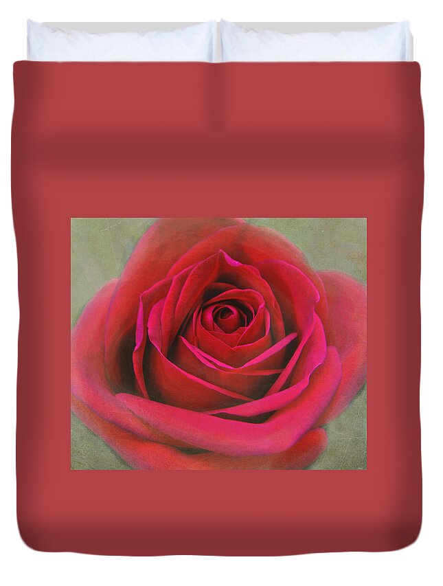 Rose Duvet Cover featuring the photograph Red Rose Macro #2 by Sandi OReilly