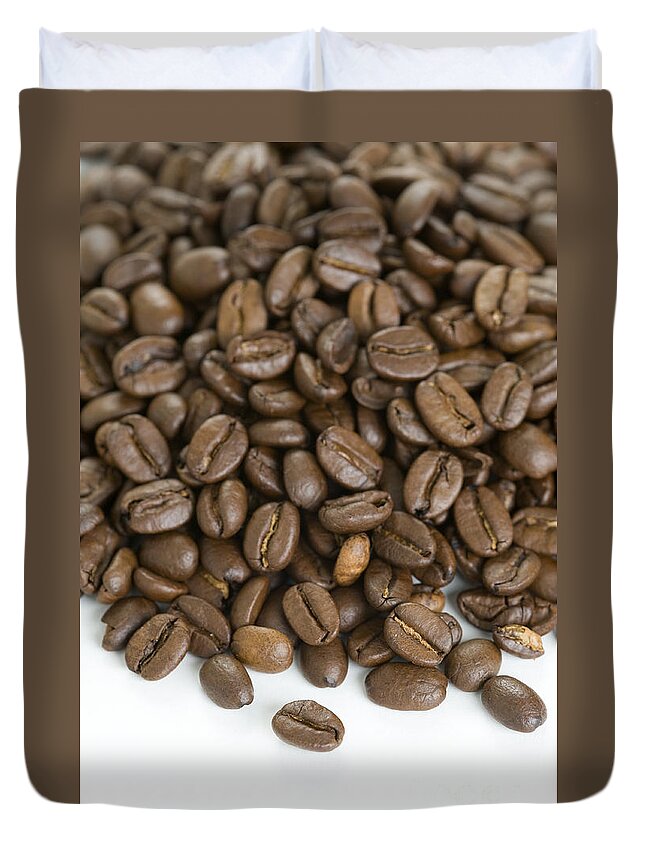 Coffee Beans Duvet Cover featuring the photograph Roasted Coffee Beans #2 by Lee Avison