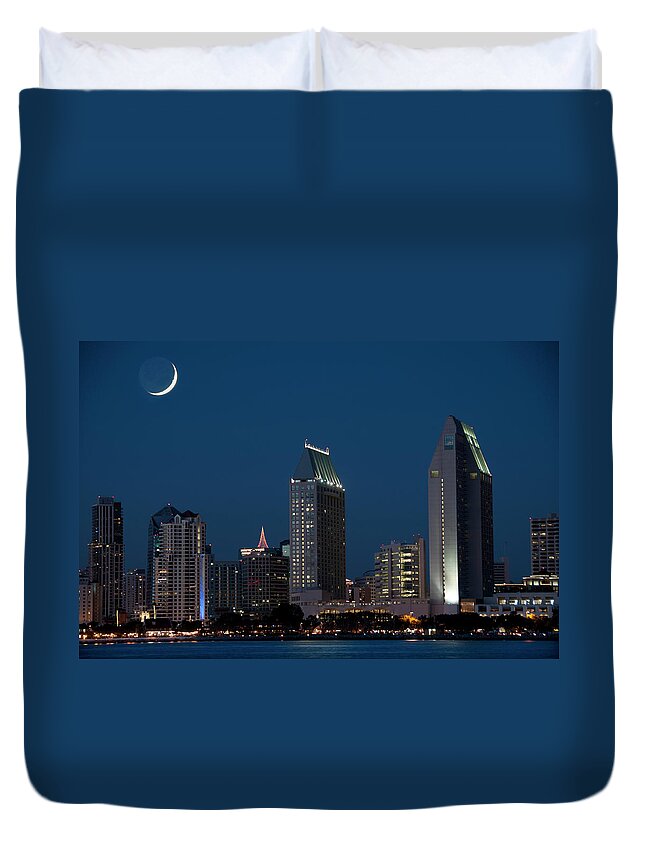 Tranquility Duvet Cover featuring the photograph San Diego Skyline #2 by Mitch Diamond