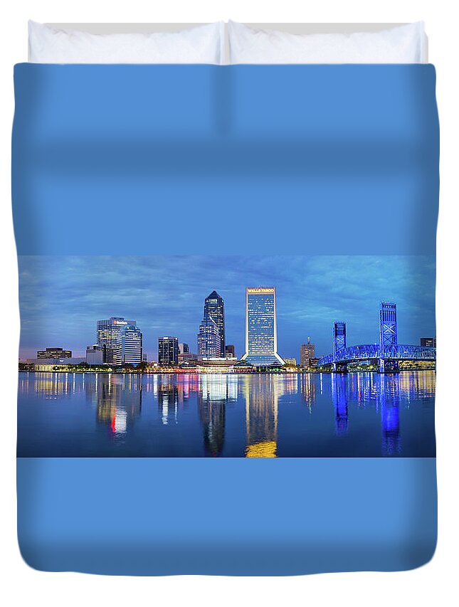 Photography Duvet Cover featuring the photograph Skyscrapers At The Waterfront, Main #2 by Panoramic Images