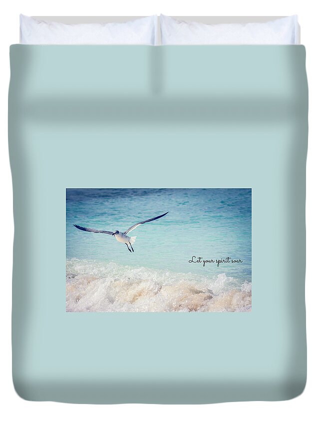Inspirational Duvet Cover featuring the photograph Soar by Sara Frank