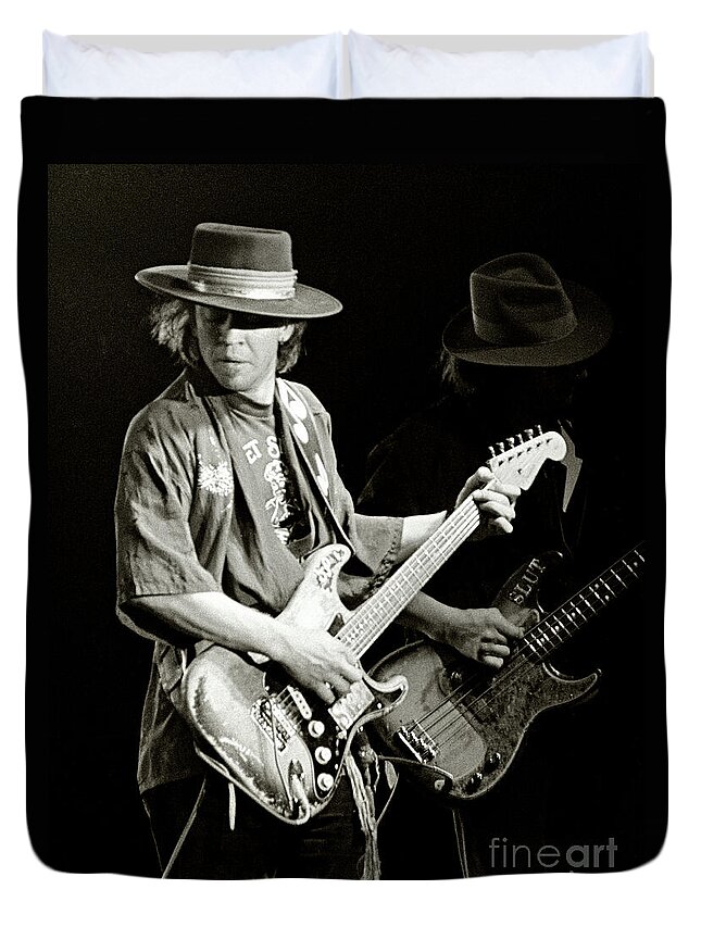 Stevie Ray Duvet Cover featuring the photograph Stevie Ray Vaughan 1984 by Chuck Spang