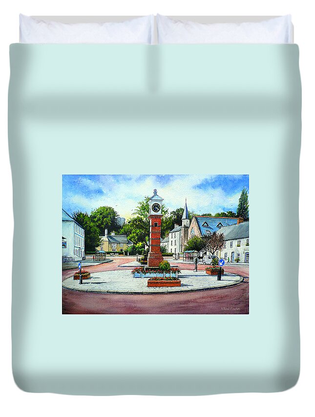 Andrew Read Duvet Cover featuring the painting Summer in the square #2 by Andrew Read