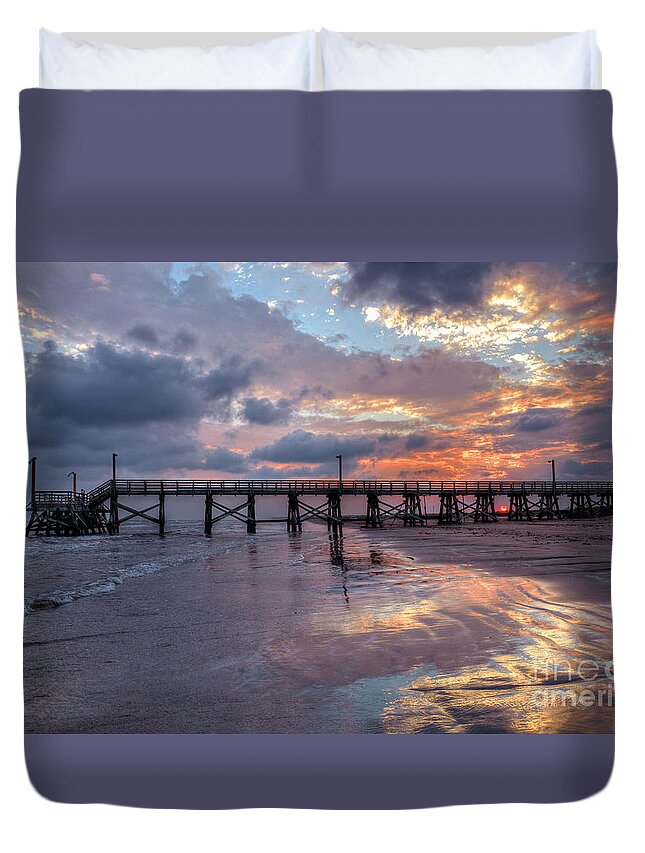 Texas Gulf Coast Duvet Cover featuring the photograph Sunset #8 by Savannah Gibbs