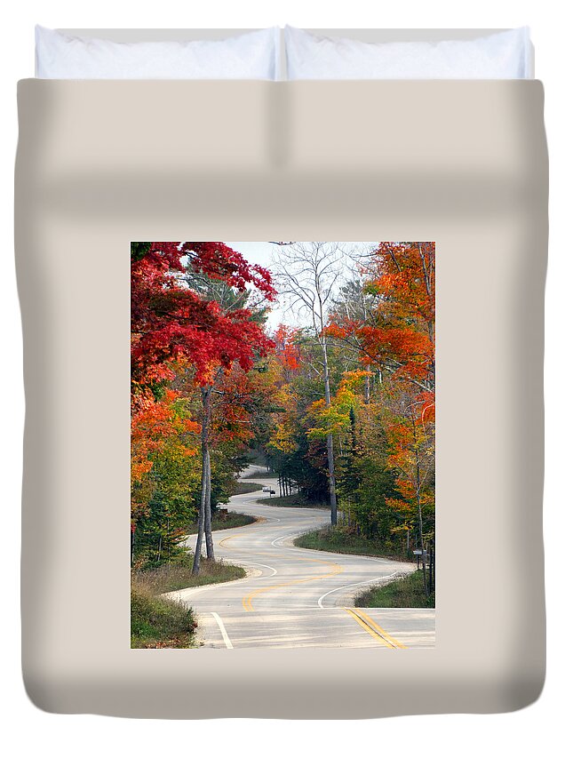 North Port Duvet Cover featuring the photograph Swervy Road at North Port #1 by David T Wilkinson