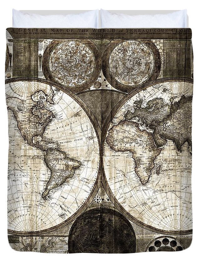 Map Of The World Duvet Cover featuring the photograph Terraqueous Globe - Map Of The World #2 by Ericamaxine Price