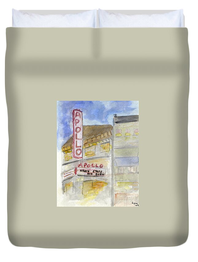 The Apollo Theatre Duvet Cover featuring the painting The Apollo Theatre by AFineLyne