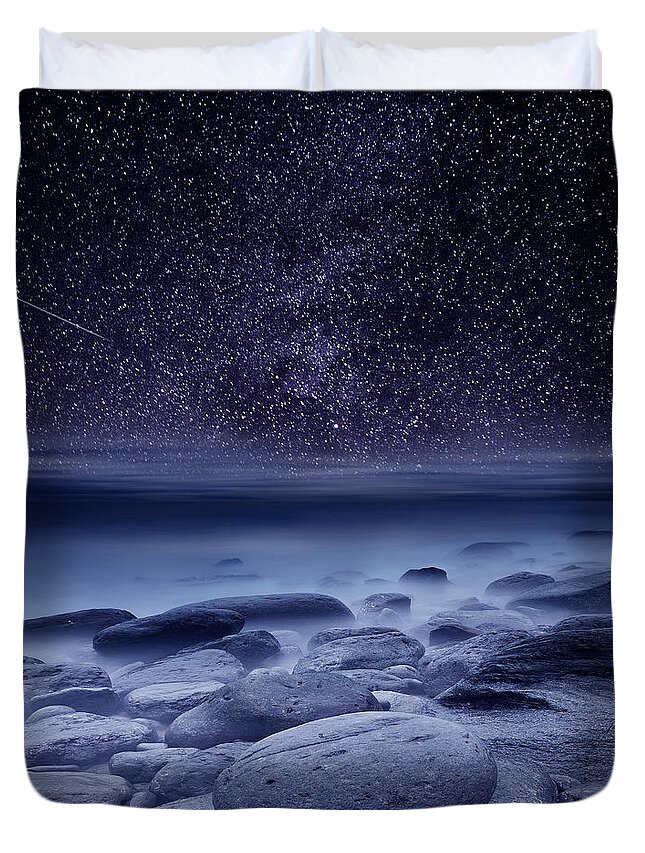 Night Duvet Cover featuring the photograph The cosmos #3 by Jorge Maia