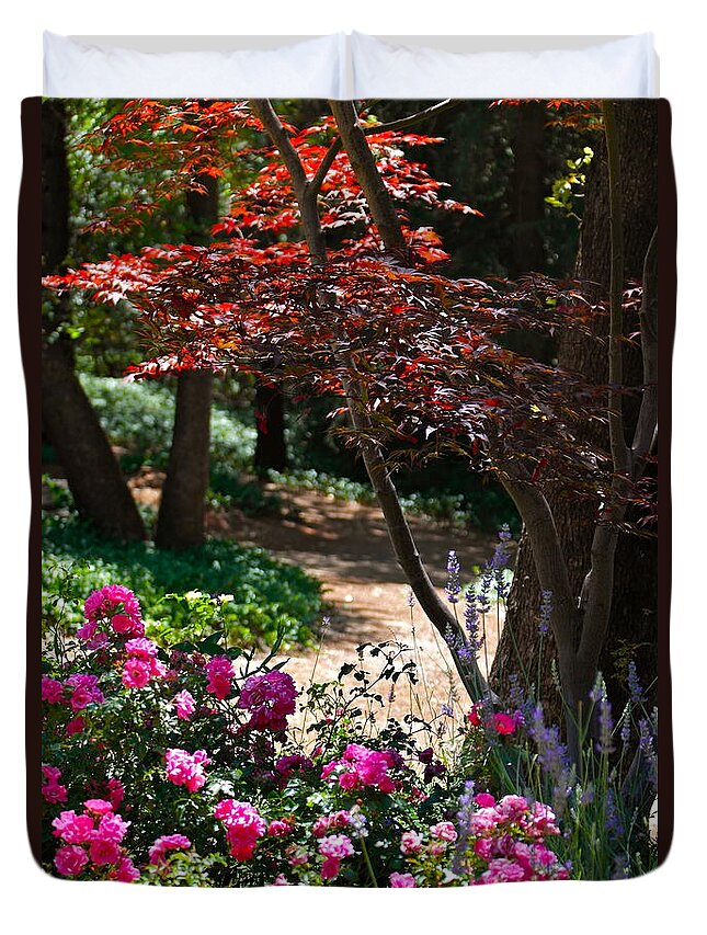 Garden Scene Duvet Cover featuring the photograph The Garden Path #2 by Michele Myers
