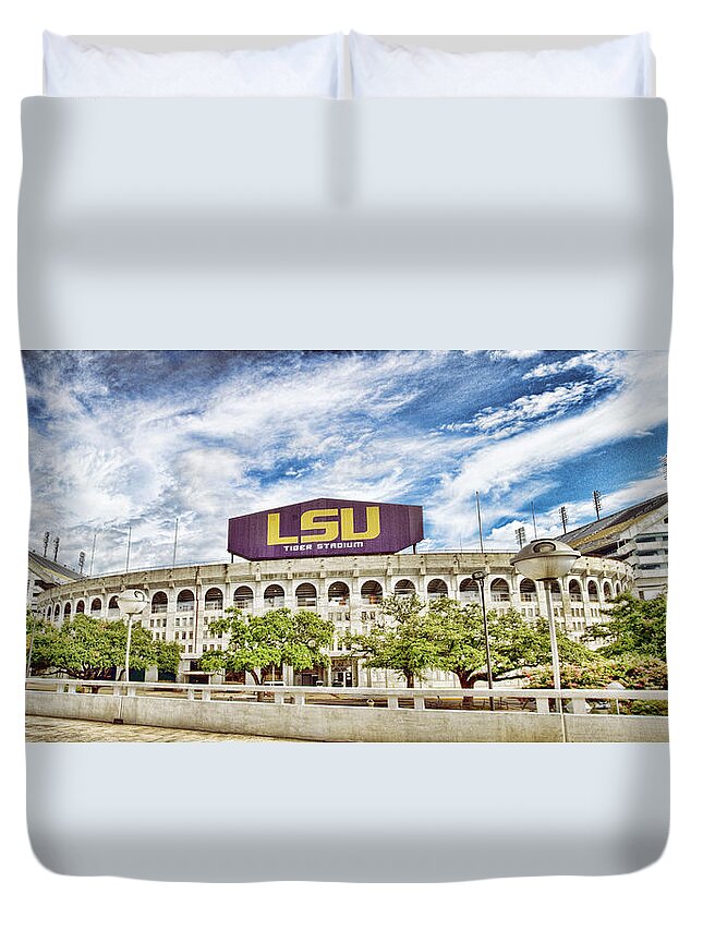 Tigers Duvet Cover featuring the photograph Tiger Stadium Panorama - HDR by Scott Pellegrin