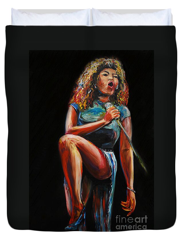 Tina Turner Duvet Cover featuring the painting Tina Turner by Nancy Bradley