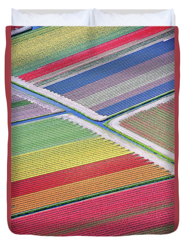 Scenics Duvet Cover featuring the photograph Tulip Fields Between Sassenheim And #2 by Atlantide Phototravel
