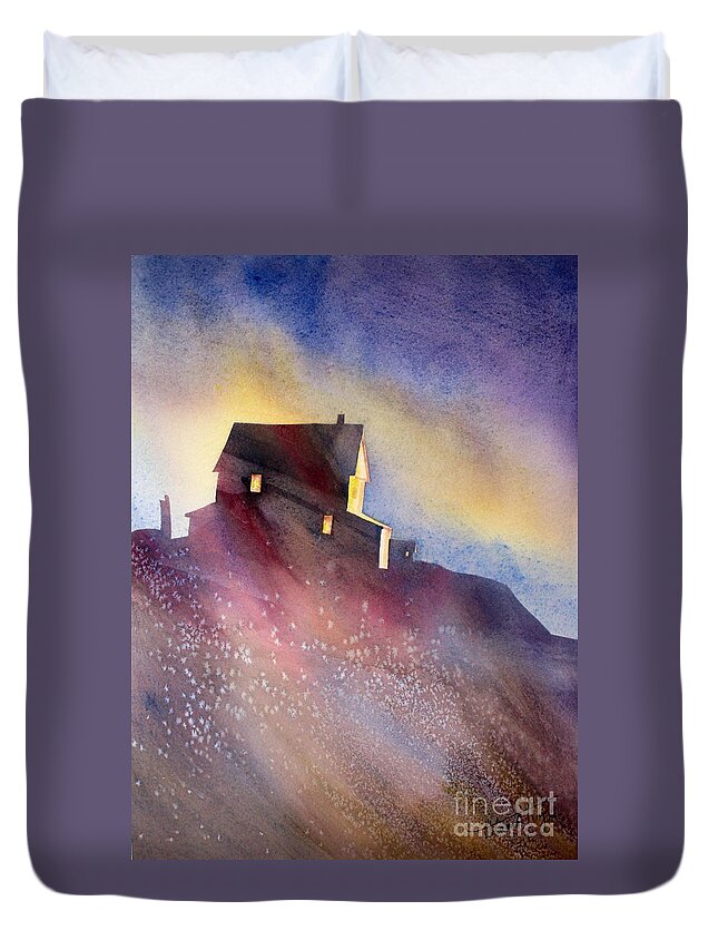 Architecture Duvet Cover featuring the painting Up There by Mohamed Hirji